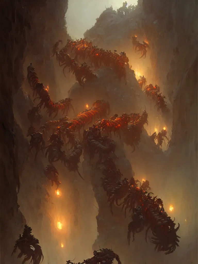 Image similar to cave centipede by bayard wu, anna podedworna, gaston bussiere, greg rutkowski