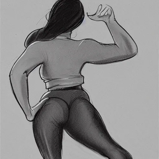 Image similar to milt kahl sketch of thick cuban girl wearing black yoga pants