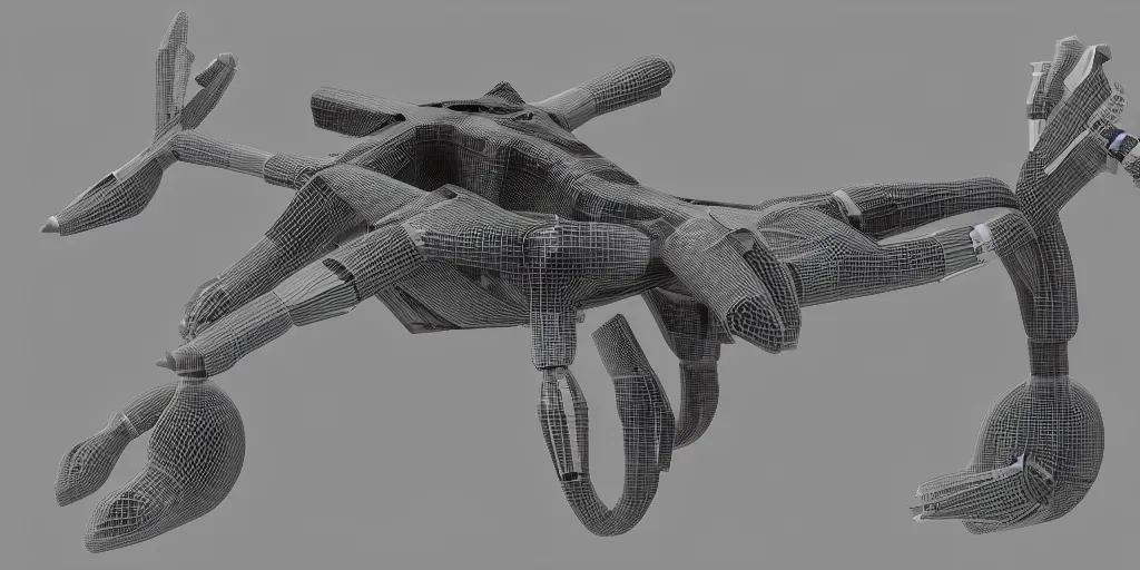 Prompt: Bionic metamorphosys axoltl parasite bionic morph metamorph flying drone uav armoured mantis insectoid biomorphic futuristic drone cobot 3d printer mars exploration exoskeleton part, ray ,exploded view, cybernetics, ArtStation HD, reimagined by industrial lightning, 3d, design cryengine unreal engine Grasshoppers parametric voronoi 3d parallax