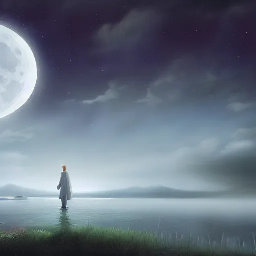 Prompt: The moonlight is the messenger of love, matte painting, concept art, 4k