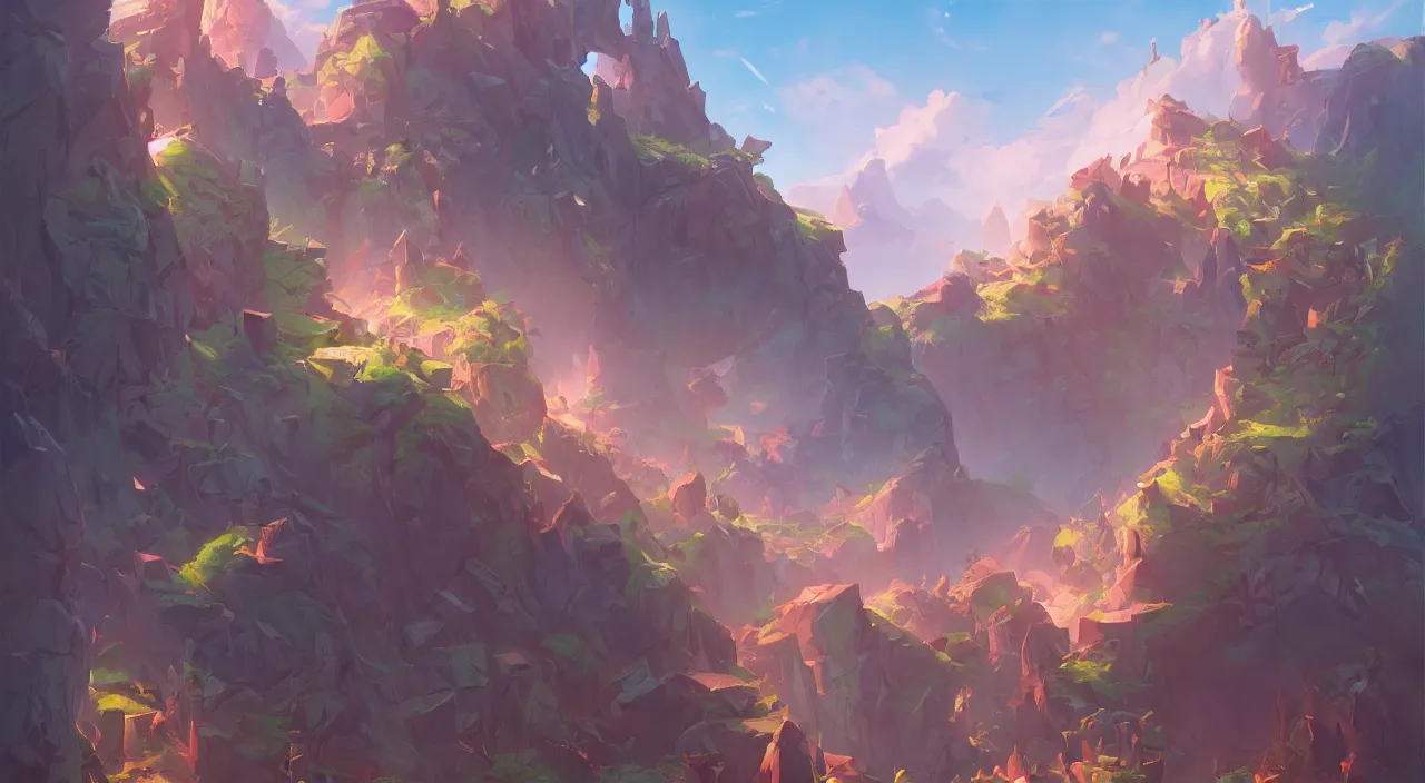 Image similar to flag colored wall fortress greeble illusion landscape wonderworld paradize, behance hd by jesper ejsing, by rhads, makoto shinkai and lois van baarle, ilya kuvshinov, rossdraws global illumination