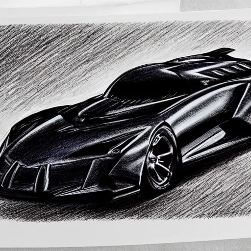 Image similar to ballpoint pen drawing of the batmobile