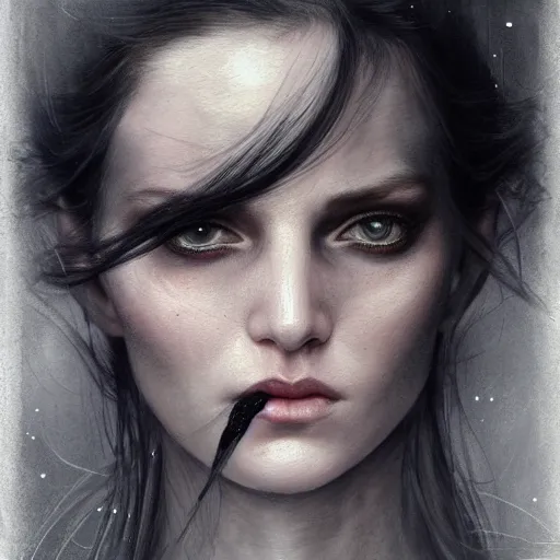 Image similar to nightstalker character portrait, lean face, cinematic lighting, glowing grey eyes, hyper - detailed, 4 k, high resolution, in the style of charlie bowater, tom bagshaw, single face, symmetrical, headshot photograph, insanely detailed and intricate, beautiful, elegant, watercolor, cinematic, portrait, raphaelite, headroom, pierre - auguste renoir