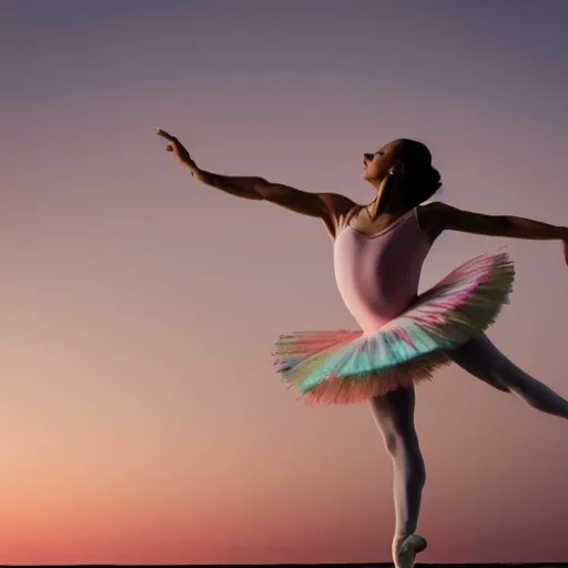 Prompt: ballet photography, motion blur, dreamy, pastel colors