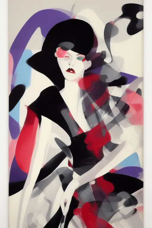 Image similar to empowering high - end haute couture fashion by vivian westwood painted on female artworks by sho murase