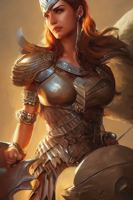 Image similar to amazon valkyrie athena, d & d, fantasy, portrait, highly detailed, headshot, digital painting, trending on artstation, concept art, sharp focus, illustration, art by artgerm and greg rutkowski and magali villeneuve