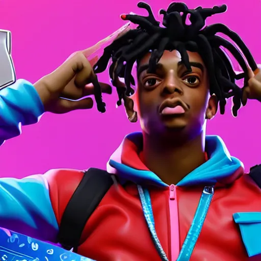 Image similar to playboi carti in fortnite 4 k detailed super realistic