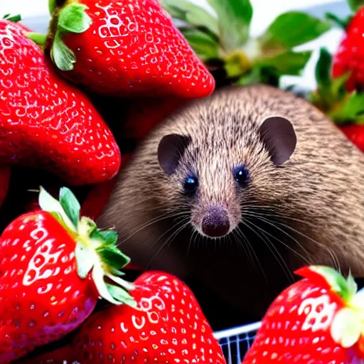 Image similar to photo of a blind marsupial mole eating strawberries-W 1024