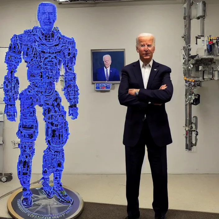 Prompt: Joe Biden Cyborg, Huge 8ft Tall, Detailed Photo