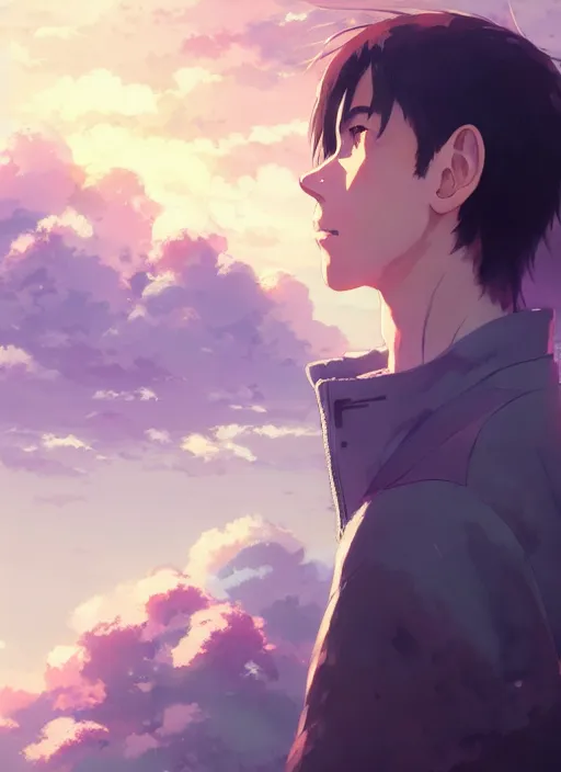 Prompt: portrait of nicolas cage, cloudy sky background lush landscape illustration concept art anime key visual trending pixiv fanbox by wlop and greg rutkowski and makoto shinkai and studio ghibli