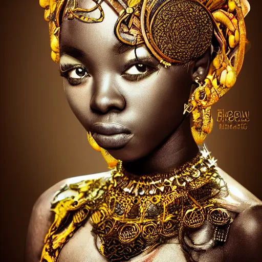 Image similar to professional photograph portrait of African Elvin fantasy princess, intricate complexity, manga styling, intricate complexity, subsurface scatter, drum scanner, 8k render