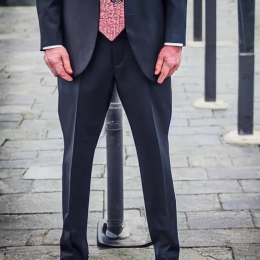 Prompt: A medium shot photograph of henry the 8th in the year 2022 wearing a suit and tie