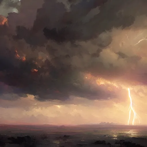 Image similar to lightning clouds by greg rutkowski