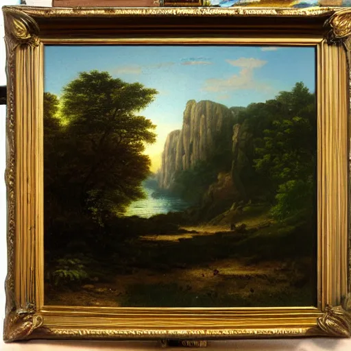 Image similar to evolution from monkey to man, 4 pictures, in the style of the Hudson River School