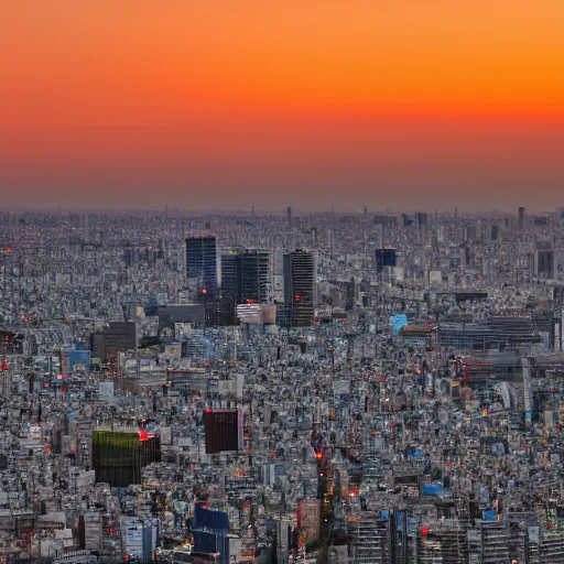 Image similar to The skyline of Tokyo at sunset, photograph, high-resolution, hot on 500px