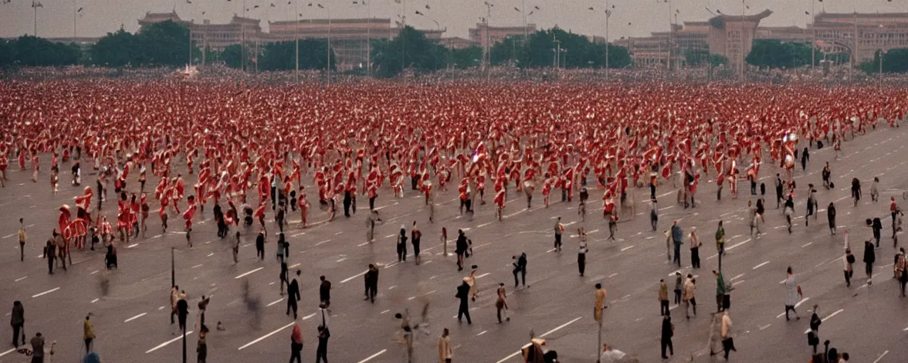 Image similar to tiananmen square 1 9 8 9, national geographic, canon 5 0 mm, cinematic lighting, photography, retro, film, kodachrome