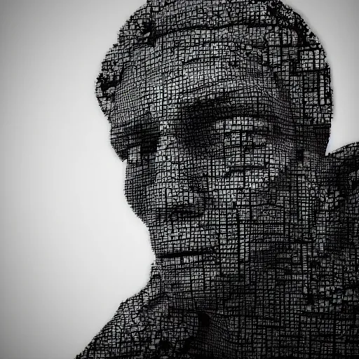 Prompt: black and white glitch art statue of a cybernetic youtuber trending on artstation deviantart pinterest photorealistic hd 8 k highlights and shadow detailed high resolution