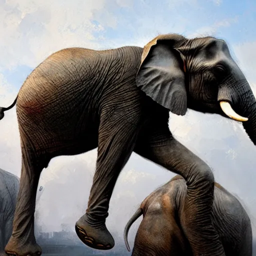 Prompt: an elephant dunking,digital art,realistic,detailed,art by greg rutkowski