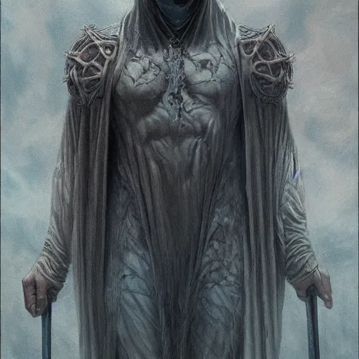 Image similar to Nicolas Cage as god of chaos in a hood dark fantasy, intricate, smooth, artstation, painted by Wayne Barlowe