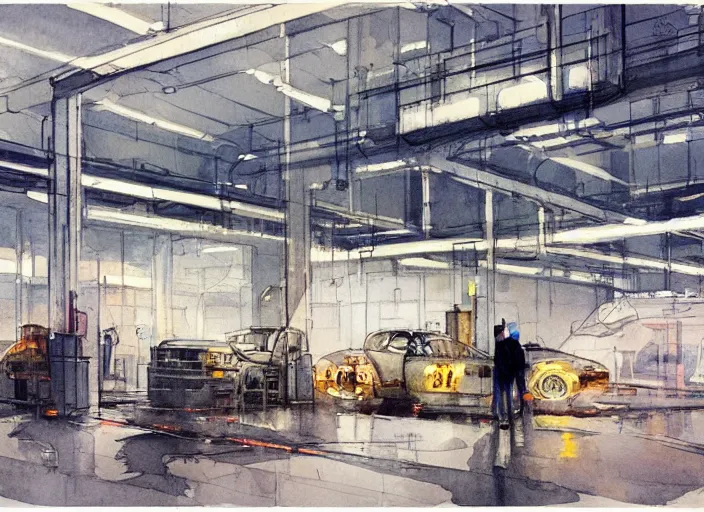 Image similar to concept art of a industrial complex, pinterest, artstation trending, behance, watercolor, by coby whitmore, silver, laser light,