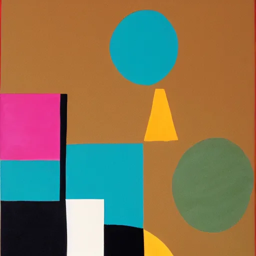Prompt: A phone, painting in the style of Sophie Taeuber-Arp and Gary Hume and Tatsuro Kiuchi, flat colour-block style, geometric abstraction, earthy light pastel colours