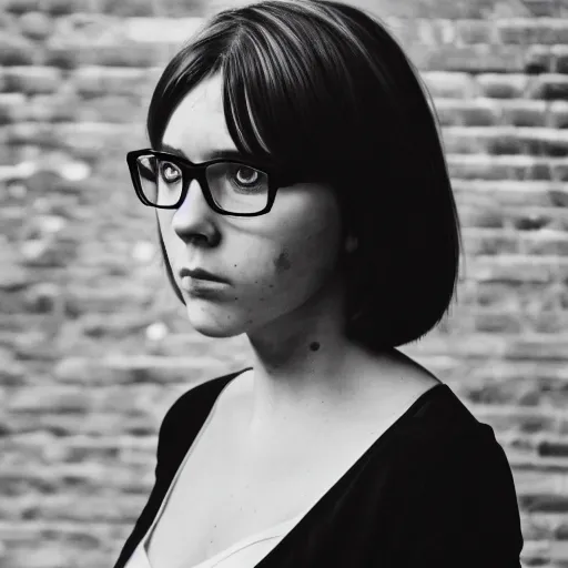 Image similar to dslr photo of velma dinkley, portrait photo, real photo, real camera, extreme detailed face and body, high quality, moody lighting, fast paced lines, sharp quality, enchanting lighting, 8 k