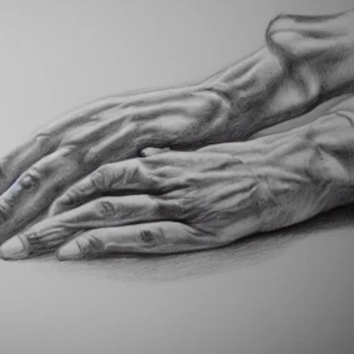 Image similar to hyper realistic drawing of a normal human hand, five fingers, normal, anatomical correct