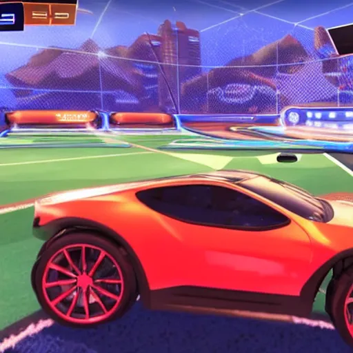 Image similar to elon musk drivin a car in rocket league