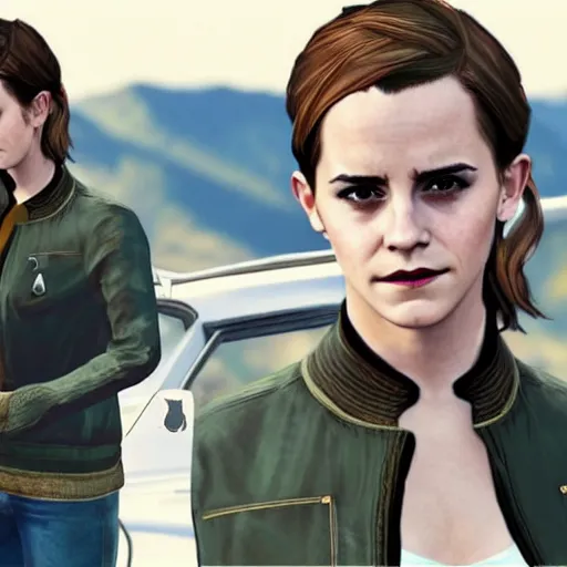 Prompt: “Emma Watson in style of GTA5”