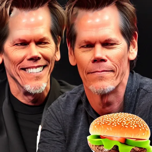 Image similar to kevin bacon's face between two loafs of a cheeseburger