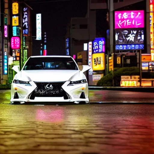 Prompt: tokyo vaporwave lexus ct 2 0 0 h origami neon signs raining, hyper realisitic