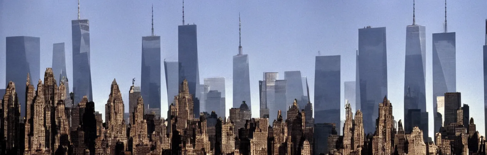 Prompt: “The TwinTowers as Mile-High Humanoid Transformer Robots brings NYC to a standstill Gettyimages September 11 2001 hq ap photos CNN”