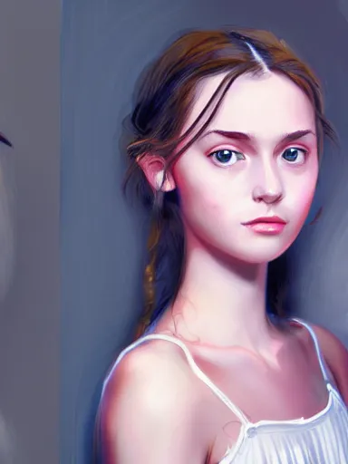 two girls, portrait, digital painting, elegant