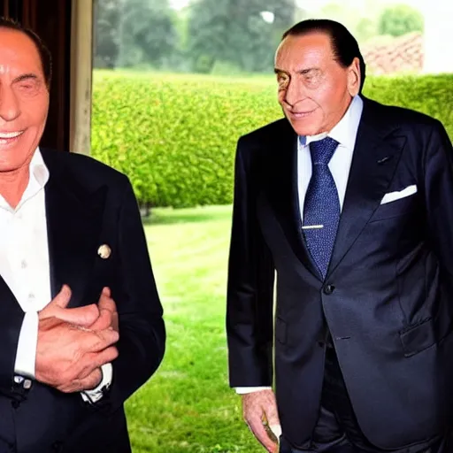 Prompt: Silvio Berlusconi wearing dr bright medallion