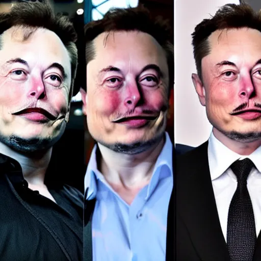 Image similar to Elon musk with a mustache in the style of salvador dalli