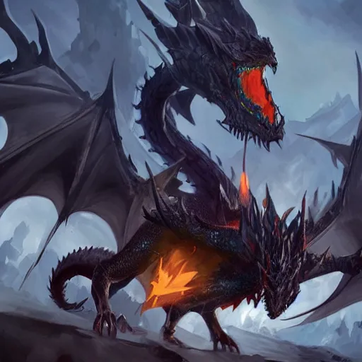 Image similar to fighting a king black dragon in runescape by greg rutkowski