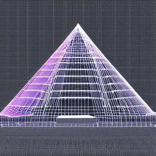 Prompt: neon wireframe 3 d pyramid vaporwave style