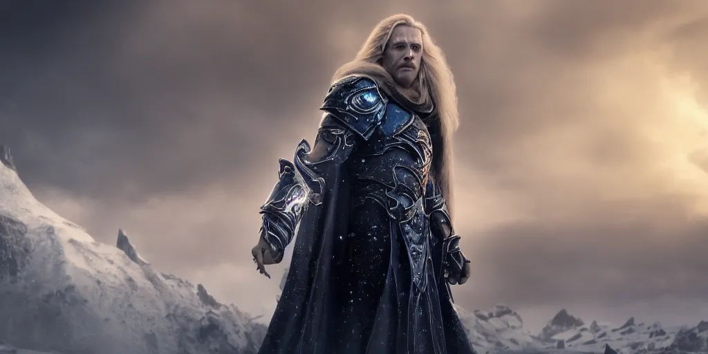 Image similar to arthas menethil movie frame, cinematic, high detail, cinematography, vfx, 8 k