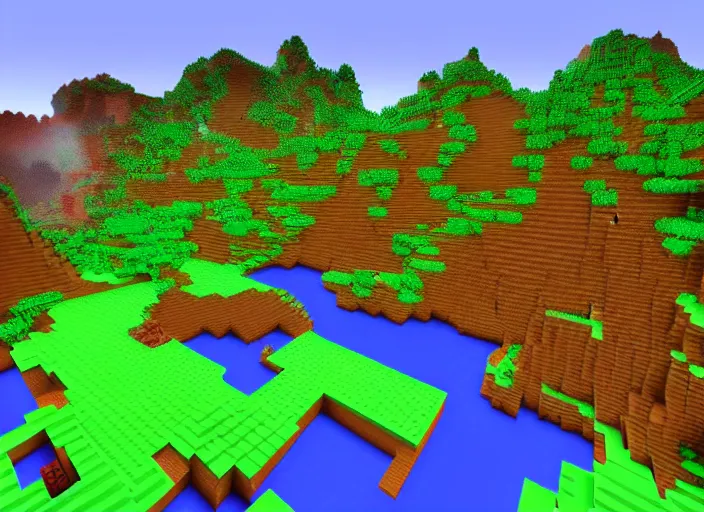 Image similar to epic lego minecraft landscape, colourful digital art