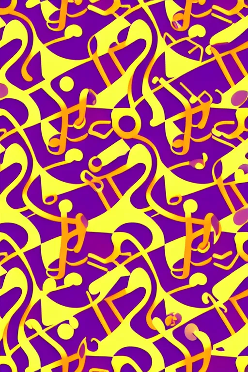 Prompt: seamless 2 d pattern of abstract musical instruments, highly detailed, designed by henri matisse, graphic design, 8 k, 4 k