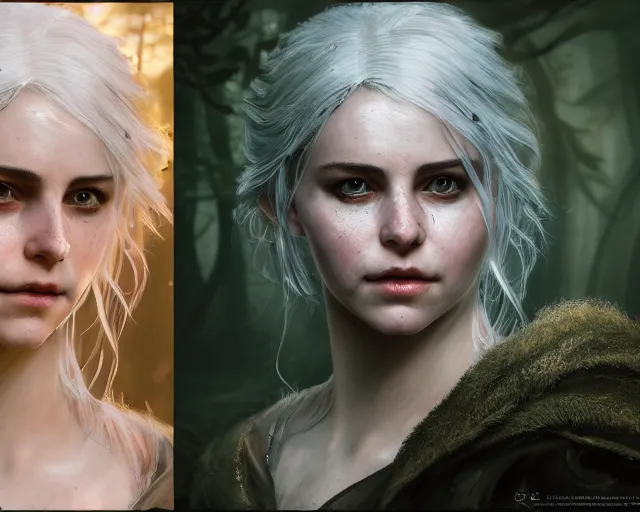 Image similar to 5 5 mm portrait photo of a real life ciri with a face scar, in a magical forest. dark atmosphere. art by greg rutkowski. highly detailed 8 k. intricate. lifelike. soft light. nikon d 8 5 0.