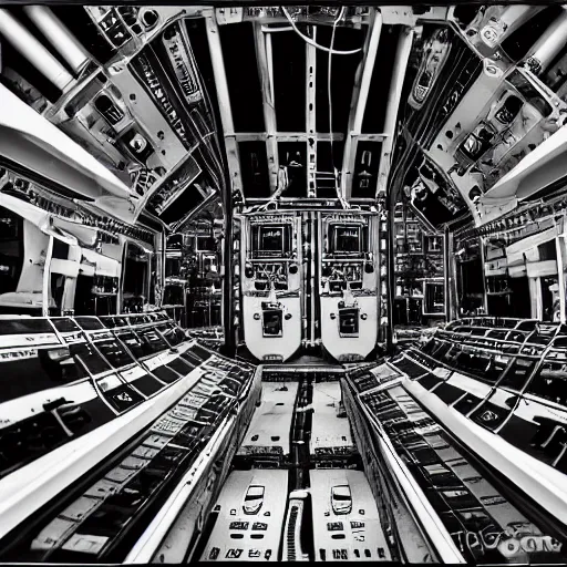 Image similar to inside of an aircraft controller tower, black and white, ultra detailed, high contrast, 4 k, comic book art style