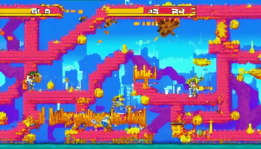 Prompt: Screenshot of the videogame ‘Super Slurpers Golden’