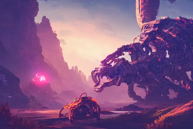 Image similar to slitherfang machine mecanical creature robot of horizon forbidden west horizon zero dawn radiating a glowing aura global illumination ray tracing hdr fanart arstation by ian pesty and alena aenami artworks in 4 k