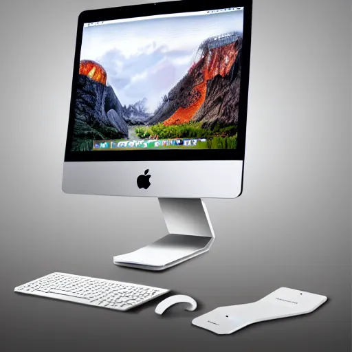 Prompt: an Apple imac computer shaped like a Möbius strip