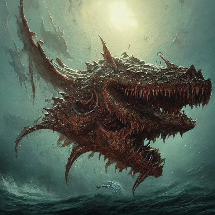 Prompt: sea monster large horror under the ocean d & d, d & d style, trending on artstation, intricate, highly detailed, vivid painting, colorful, art by greg rutkowski