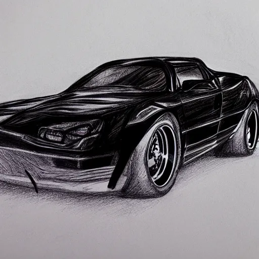 Image similar to ballpoint pen drawing of the batmobile