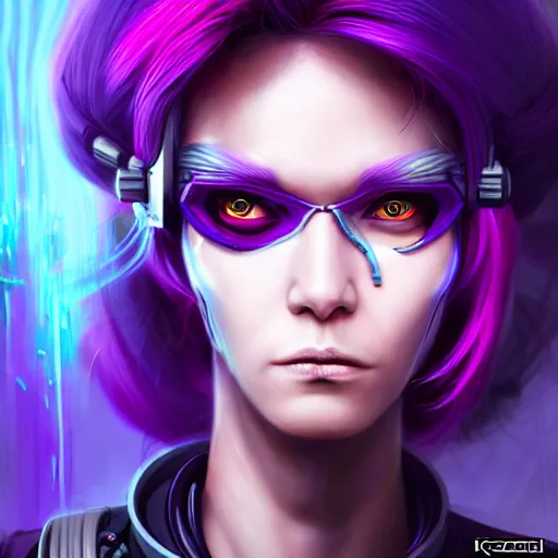 Image similar to A cyberpunk space pirate girl with purple hair warping time and space, trading illegal goods, magic mushrooms, psilocybin, LSD, face, space helmet, futuristic, detailed, intricate, elegant, highly detailed, digital painting, artstation, concept art, smooth, sharp focus, akira style illustration, art by Krenz Cushart and Artem Demura and Alphonse Mucha