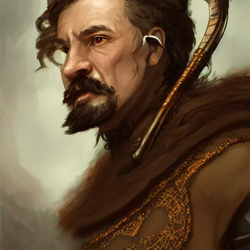 Image similar to Portrait of human bard named Lech Wałęsa, very beautiful, D&D, compound eyes, fantasy, intricate, elegant, highly detailed, digital painting, trending on artstation, concept art, smooth, sharp focus, RPG rulebook illustration, art by Tyler Jacobson