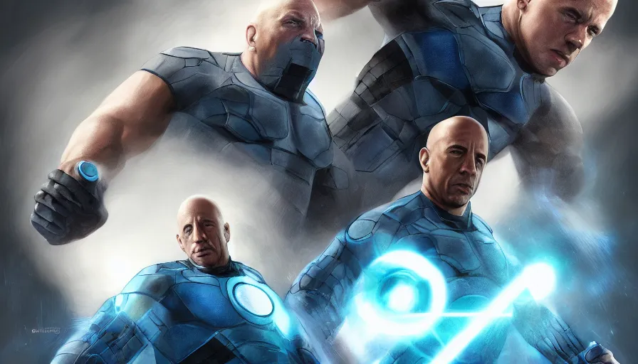 Prompt: Vin Diesel is Reed Richards from the Fantastic Four, hyperdetailed, artstation, cgsociety, 8k